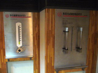 手のひらの温度や手の汗を測定する機械